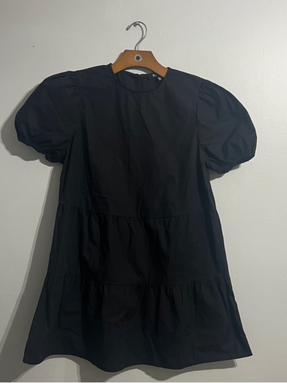 Missguided Black Puff Sleeve Tiered Mini Dress